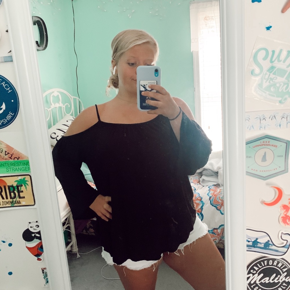 Ginger G Black Cold Shoulder Top